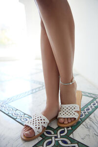 WHITE Braided Flat Sandals, image 1