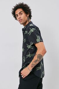 BLACK/GREEN Classic Fit Dragonfly Print Shirt, image 2