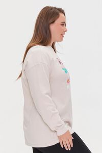 TAUPE/MULTI Plus Size Butterfly Graphic Tunic, image 2