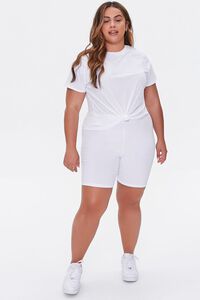 WHITE Plus Size Basic Organically Grown Cotton Biker Shorts, image 5