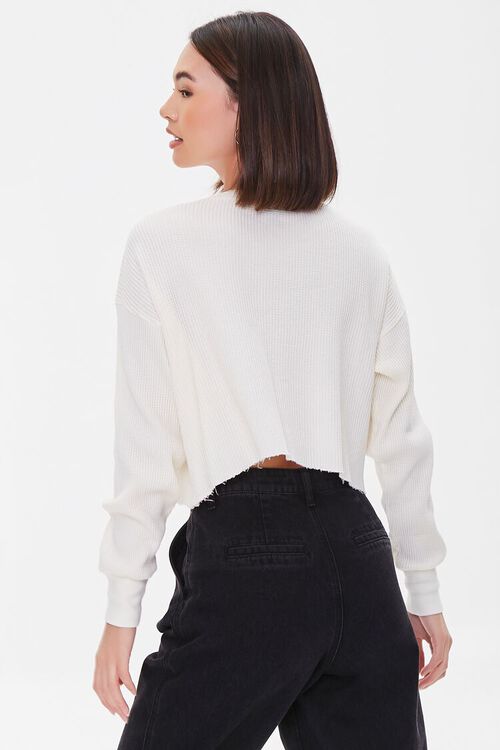 IVORY Ribbed Knit Cropped Sweater, image 3