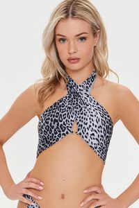 BLACK/MULTI Leopard Print Halter Bikini Top, image 7