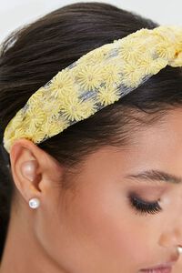 YELLOW Embroidered Floral Mesh Headband, image 2