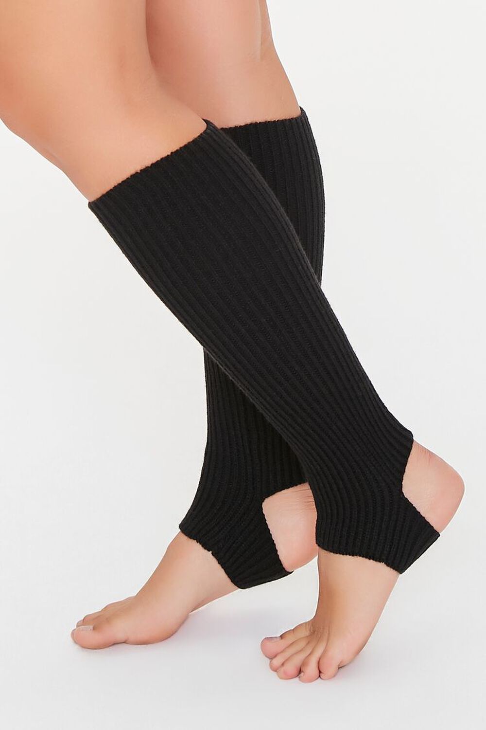 BLACK Ribbed Knit Leg Warmers, image 1
