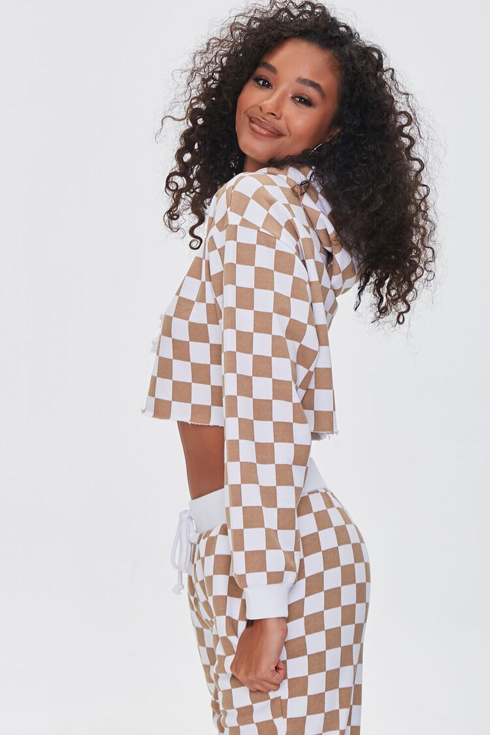 Checkered Cropped Hoodie, image 2