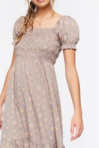 TAUPE/MULTI Floral Puff-Sleeve Dress, image 5
