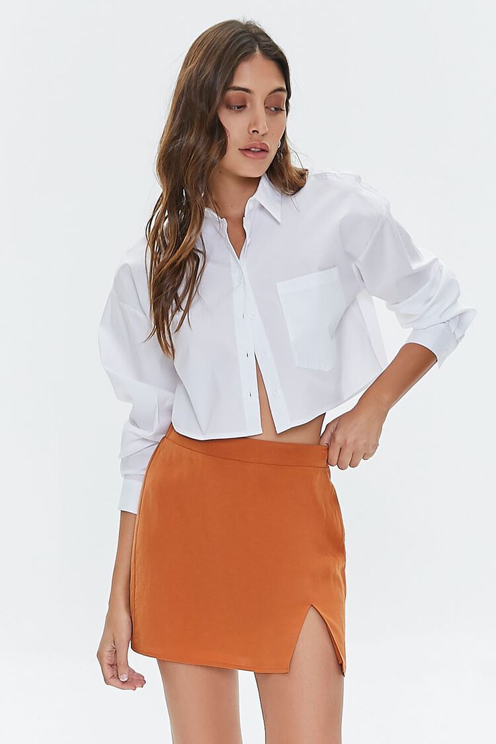 SAFARI Chambray-Blend Mini Skirt, image 1