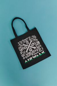 BLACK/MULTI Airwalk Skull Graphic Tote Bag, image 1