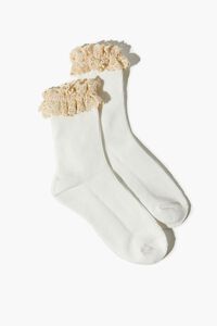 WHITE Ruffled Lace-Trim Crew Socks, image 2
