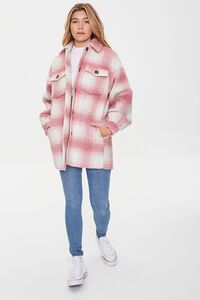 ROSE/MULTI Plaid Button-Front Shacket, image 5