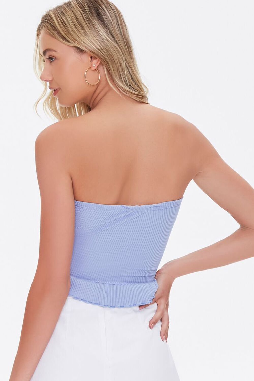 PERIWINKLE Ruched Drawstring Tube Top, image 3