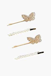 Faux Pearl & Butterfly Bobby Pin Set, image 3
