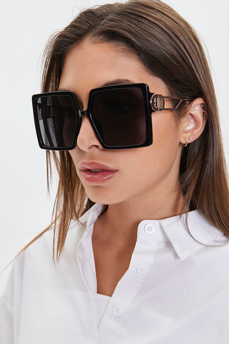 Square Frame Tinted Lens Oversized Sunglasses