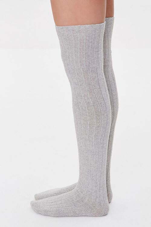GREY Ribbed Over-the-Knee Socks, image 2