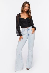 BLACK Ruched Sweetheart Crop Top, image 4
