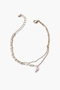 GOLD Faux Pearl Layered Anklet, image 1