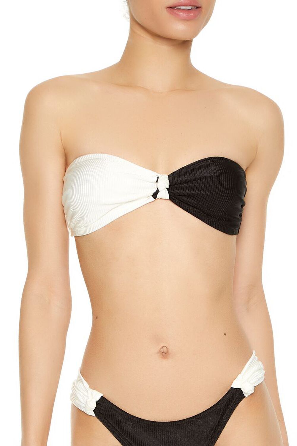 BLACK/WHITE Colorblock Bandeau Bikini Top, image 1