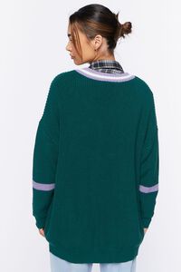 GREEN/MULTI Varsity-Striped Cardigan Sweater, image 3
