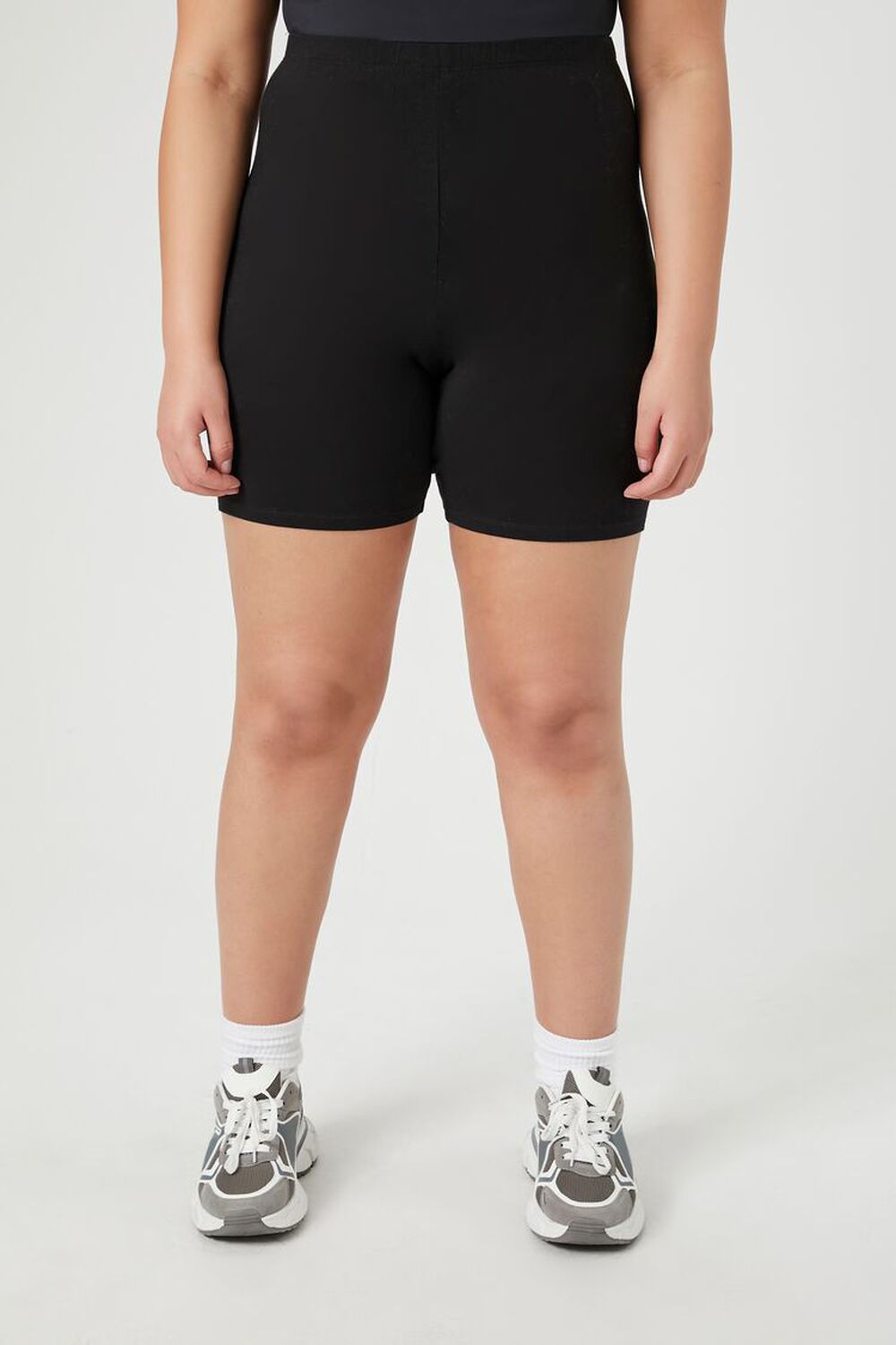 BLACK Plus Size Organically Grown Cotton Biker Shorts, image 2
