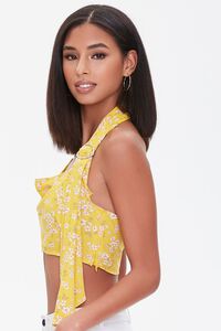 YELLOW/MULTI Cropped Floral Print Halter Top, image 2