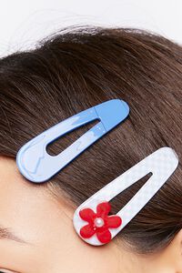 BLUE/MULTI Floral Hair Clip Set, image 2