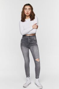 DENIM WASHED Distressed High-Rise Skinny Jeans, image 4