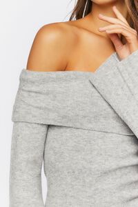 HEATHER GREY Off-the-Shoulder Cropped Sweater, image 5
