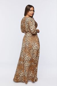 TAN/MULTI Plus Size Leopard Print Wrap Maxi Dress, image 3