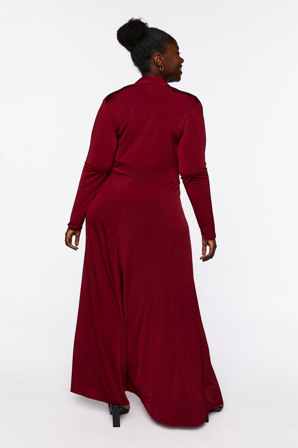 BURGUNDY Plus Size M-Slit Maxi Dress, image 3