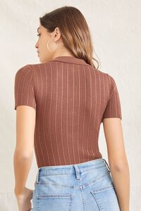 BROWN Collared Sweater-Knit Bodysuit, image 3