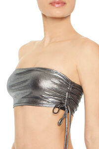 GUNMETAL Metallic Bandeau Bikini Top, image 2