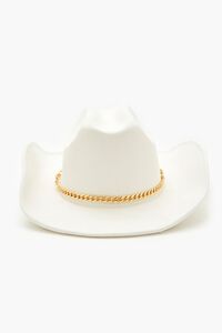 WHITE/GOLD Chain-Trim Brushed Cowboy Hat, image 3