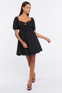 BLACK O-Ring Puff-Sleeve Mini Dress, image 4