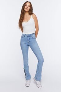 MEDIUM DENIM Lace-Up Flare Jeans, image 1