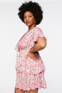PINK/MULTI Plus Size Floral Print Flounce Dress, image 2
