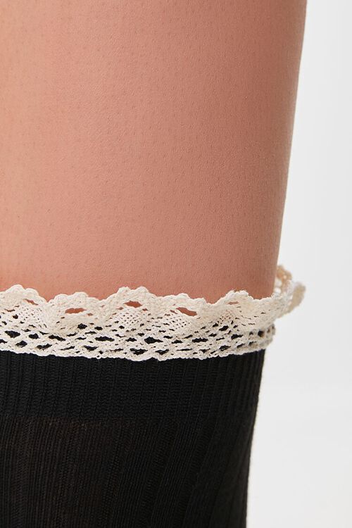 BLACK Crochet-Trim Over-the-Knee Socks, image 5