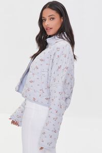 LIGHT BLUE/MULTI Floral Print Zip-Up Quilted Jacket, image 2