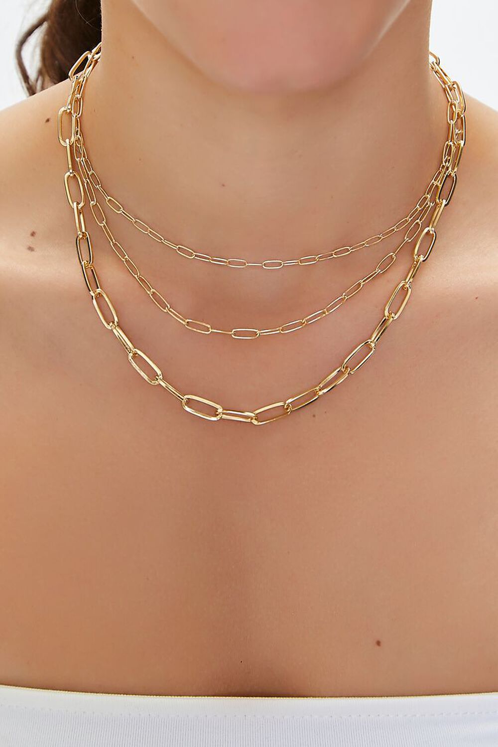 GOLD Anchor Chain Layered Necklace, image 1