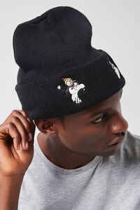 BLACK/MULTI Embroidered Snowman Beanie, image 2