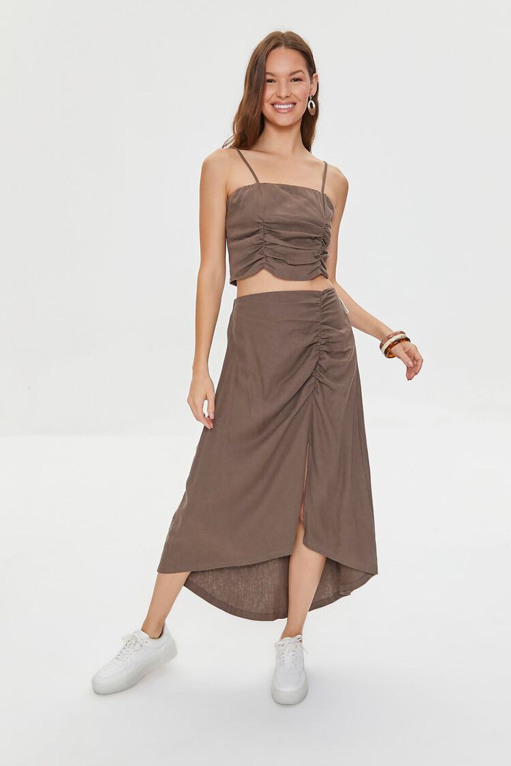 TAUPE Kendall + Kylie Linen-Blend Skirt, image 1