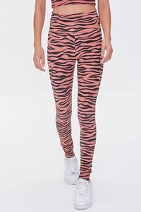ROSE/BLACK Active Tiger Striped Leggings, image 2