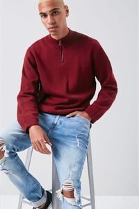 RED Marled Knit Half-Zip Sweater, image 1