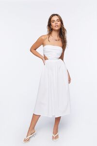 WHITE Poplin Cutout Fit & Flare Midi Dress, image 6