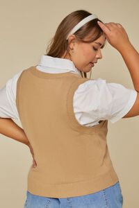 PINE BARK Plus Size Ribbed-Trim Sweater Vest, image 3