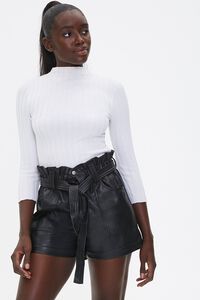 Faux Leather Paperbag Shorts, image 1