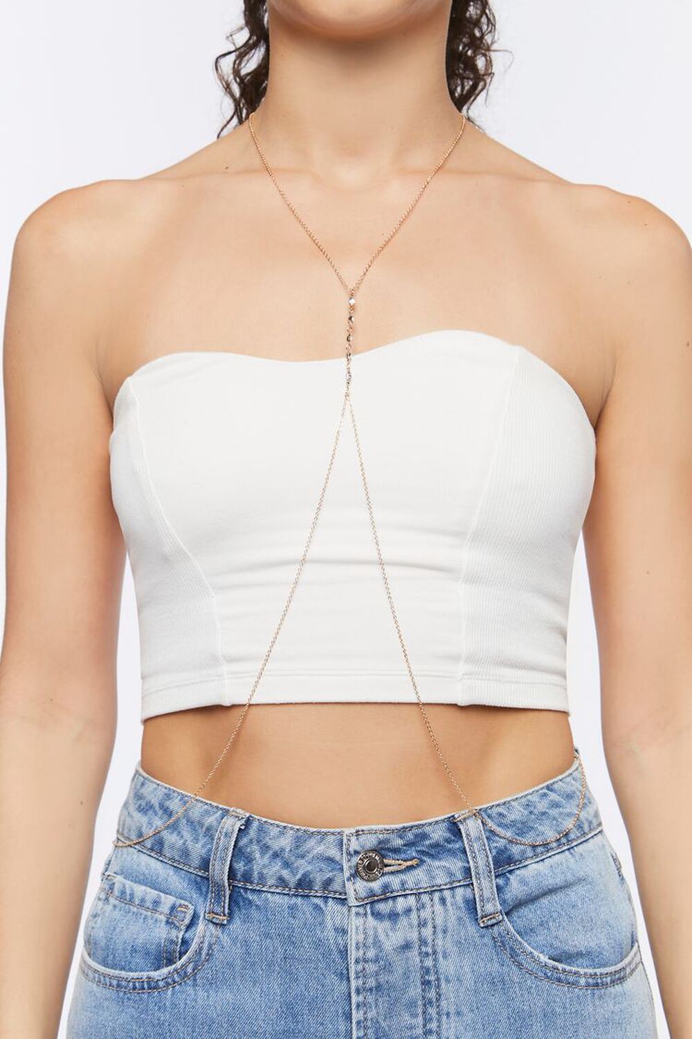 GOLD/CLEAR Faux Gem Body Chain, image 1