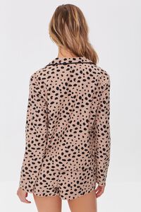 TAN/BLACK Cheetah Print Pajama Shirt & Shorts Set, image 3