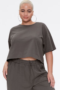 DARK GREY Plus Size French Terry Tee & Joggers Set, image 4