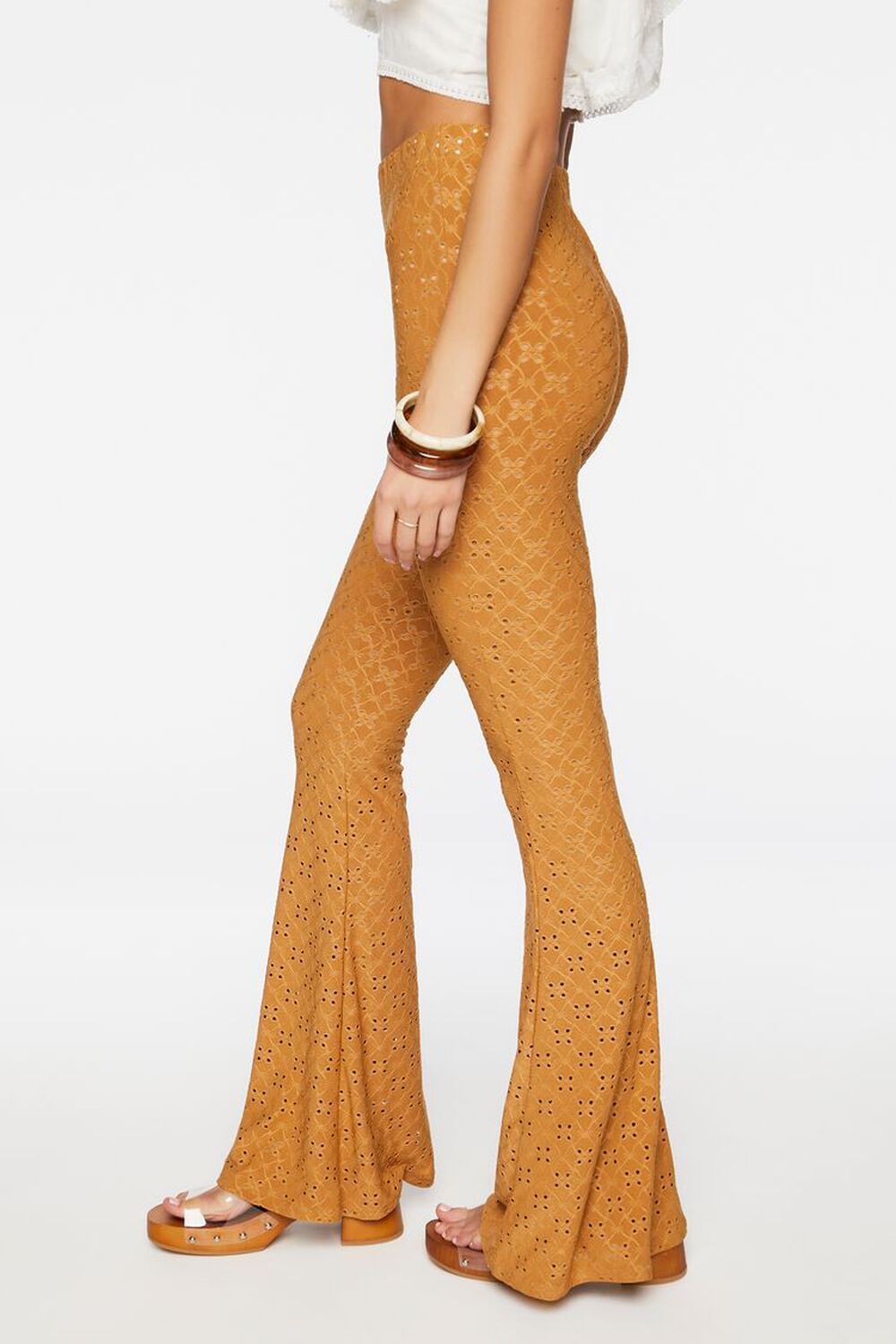 BROWN SUGAR Pointelle High-Rise Flare Pants, image 3