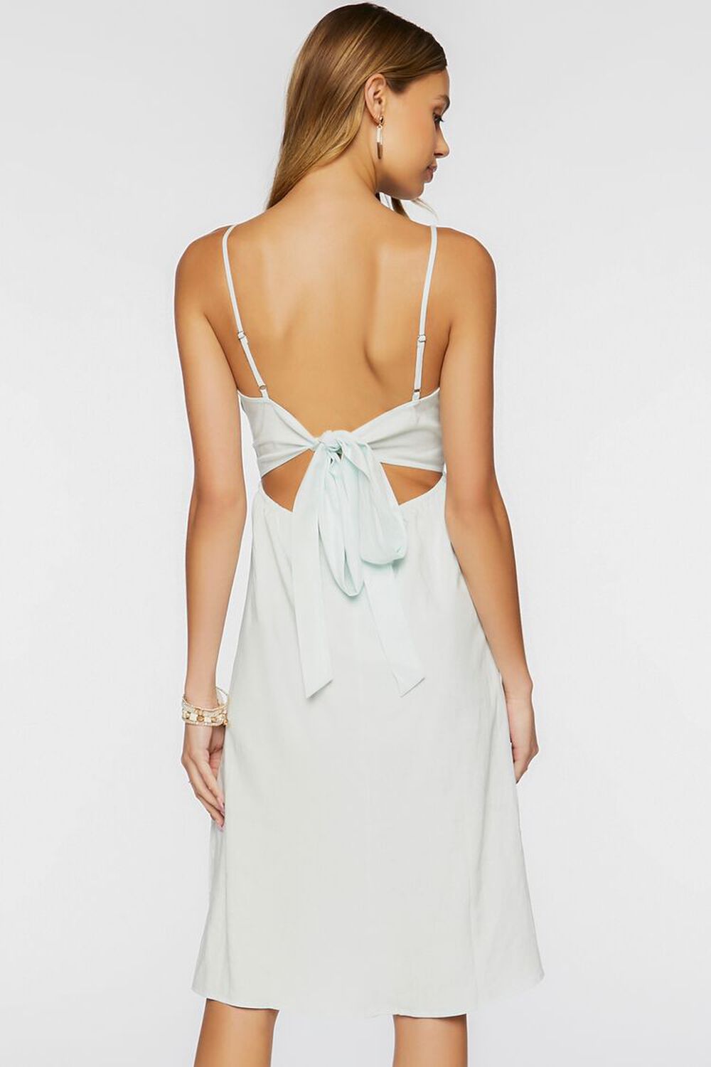 Linen-Blend Cami Midi Dress, image 3